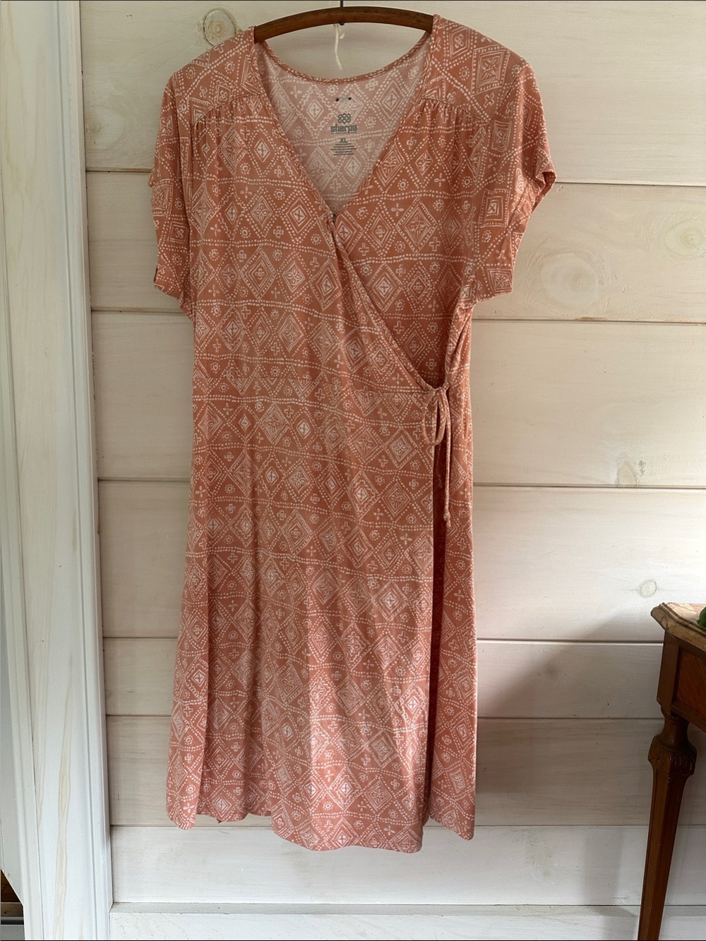 Women's Dusky Pink Wrap Midi Dress with Tie Waist Excellent condition